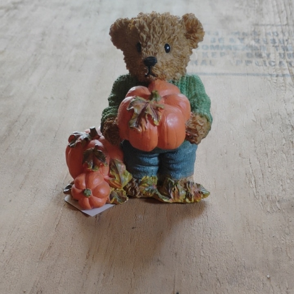 Bear Figurine with Pumpkins